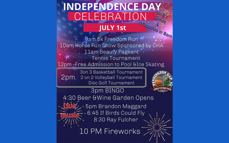 Pennington Gap Independence Day Celebration Flyer