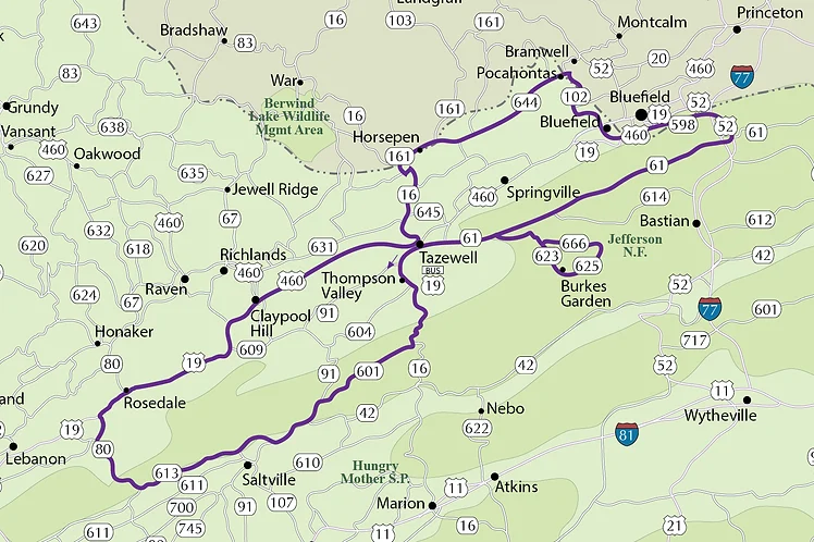 Appalachian Backroads Scorpion Route Map
