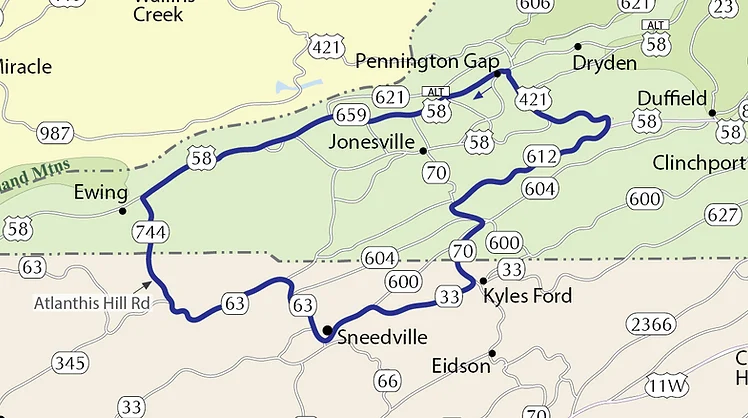 Appalachian Backroads Eagle's Nest Route Map