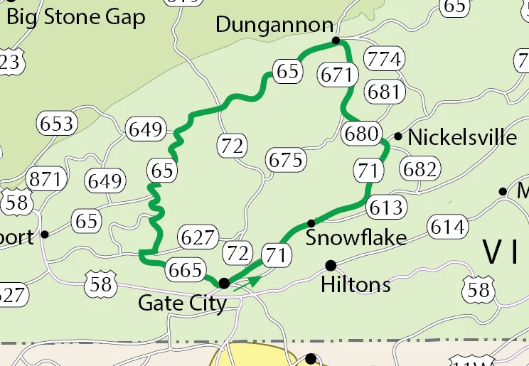 Appalachian Backroads Skull Cracker Route Map